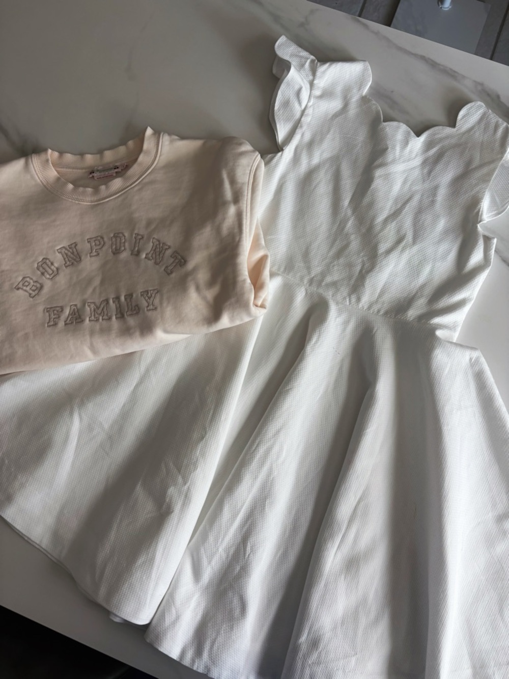 Jacadi White Dress and Bonpoint sweatshirt Sz 10